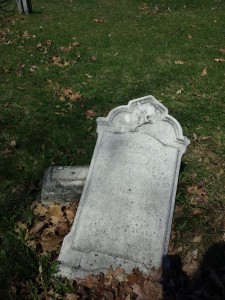 Damaged headstone
